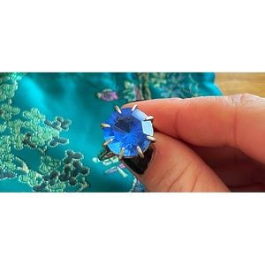 Blue Stone Caged Ring